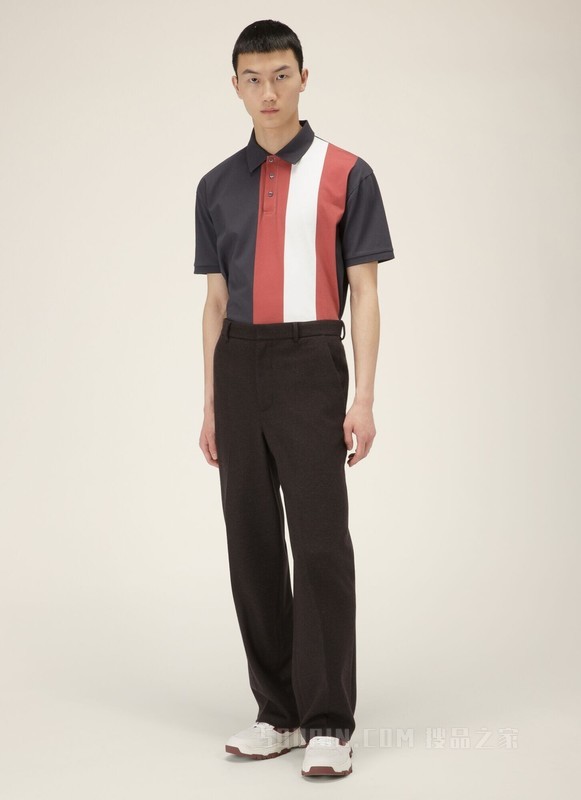 Bally Stripe Polo 衫 海军蓝棉质 Polo 衫