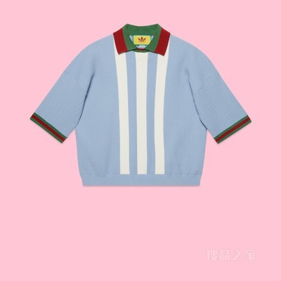adidas x Gucci联名系列Polo衫 浅蓝色