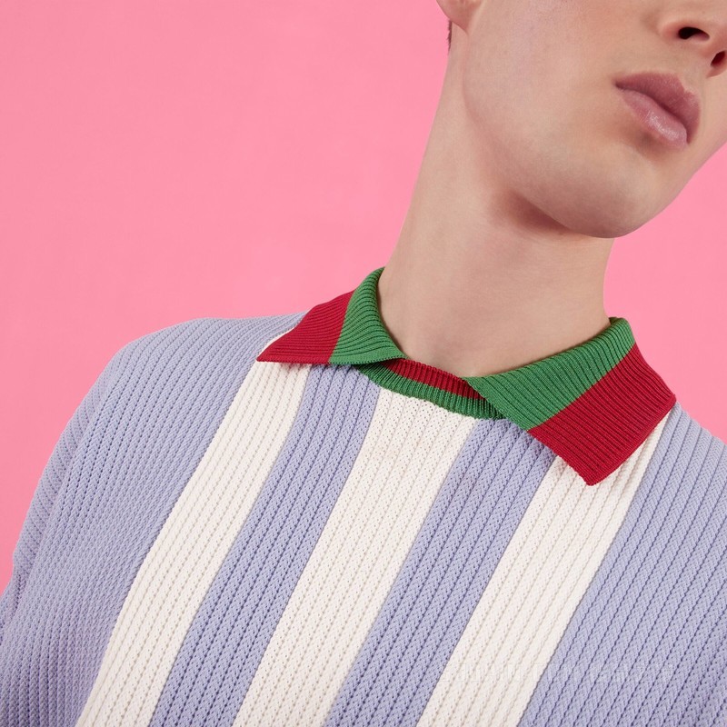 adidas x Gucci联名系列Polo衫 浅蓝色