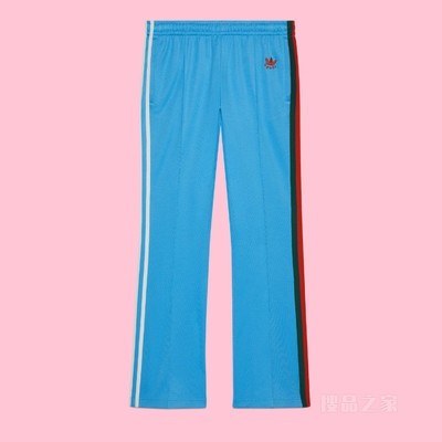 adidas x Gucci联名系列针织棉运动长裤 浅蓝色