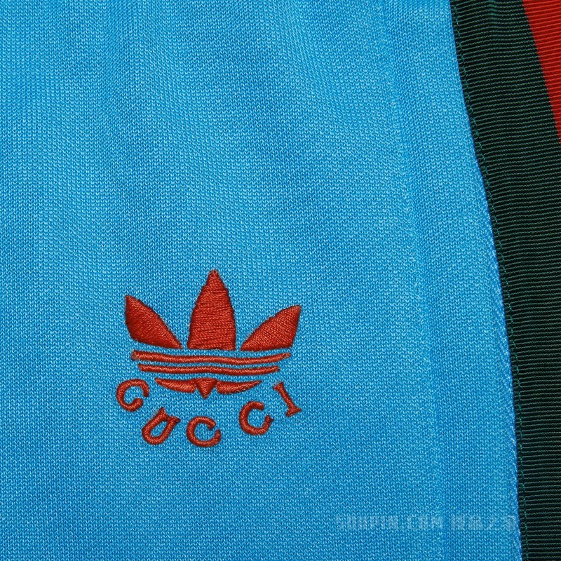 adidas x Gucci联名系列针织棉运动长裤 浅蓝色