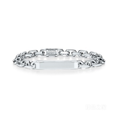 Tiffany 1837® 系列 Makers 纯银 I.D. 链结式手链，大号。