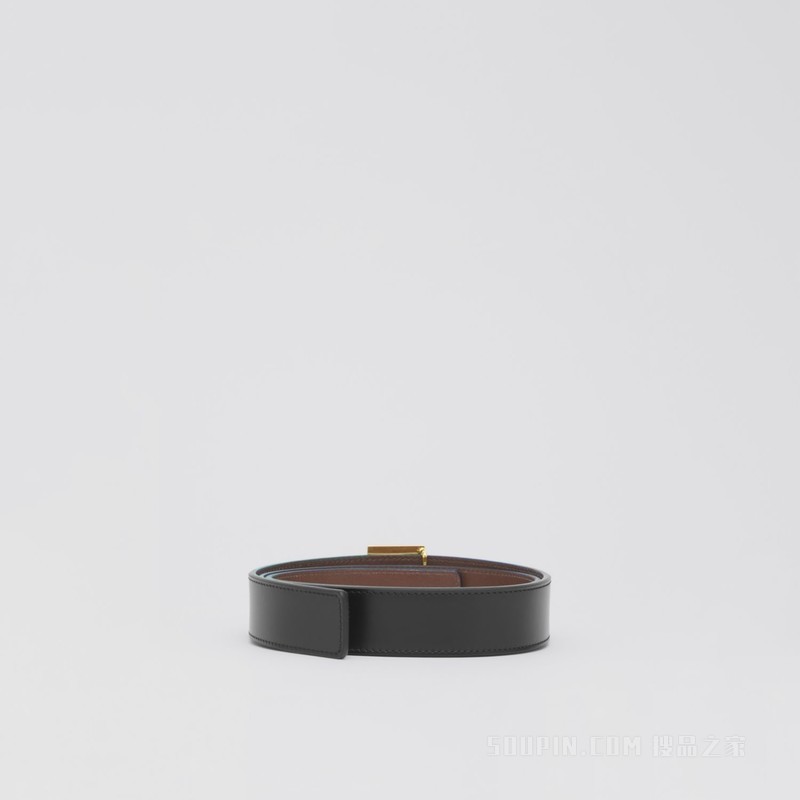 双面两用专属标识皮革腰带 (黑色 / 棕褐色 / 金色) - 女士