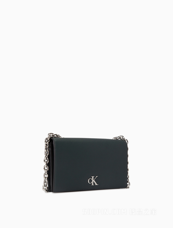 Calvin Klein 22早秋新款简约金属LOGO翻盖链条钱包斜挎包DP1556