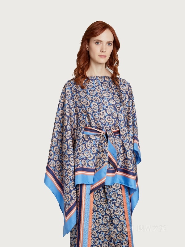 动物印花桑蚕丝斗篷