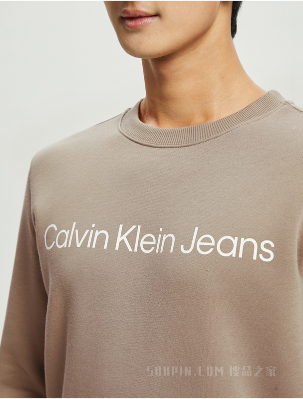 Calvin Klein 22秋冬新款男士时尚圆领印花LOGO加绒套头卫衣J322333