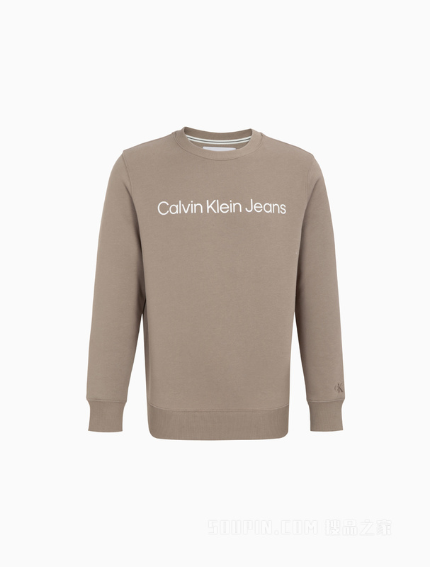 Calvin Klein 22秋冬新款男士时尚圆领印花LOGO加绒套头卫衣J322333