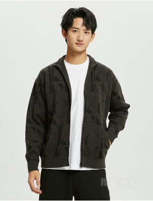 Calvin Klein 22早秋新款男士时尚潮流字母提花拉链针织开衫J321580