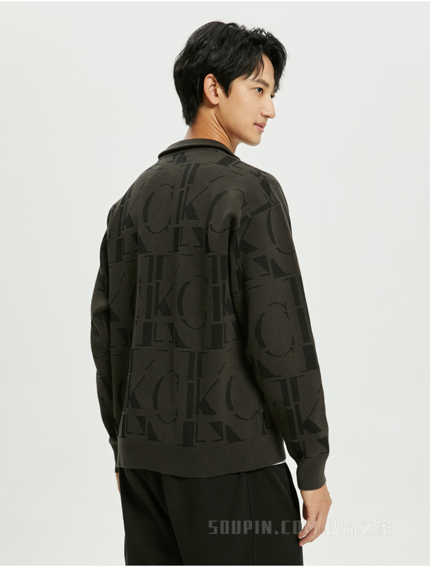 Calvin Klein 22早秋新款男士时尚潮流字母提花拉链针织开衫J321580