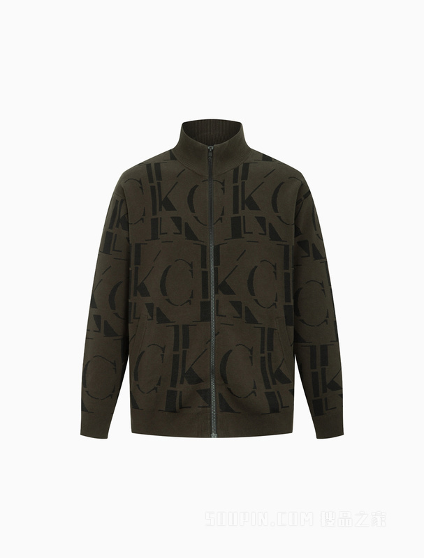 Calvin Klein 22早秋新款男士时尚潮流字母提花拉链针织开衫J321580