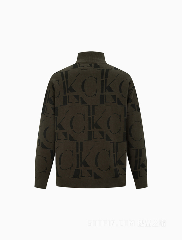 Calvin Klein 22早秋新款男士时尚潮流字母提花拉链针织开衫J321580