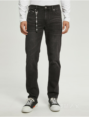Calvin Klein 22早秋新款男士休闲合体版LOGO吊袢水洗高弹力牛仔裤J322280