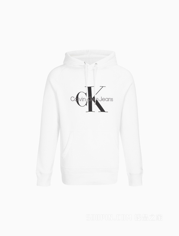 Calvin Klein 22秋冬新款男士时尚刺绣印花LOGO连帽加绒卫衣J322332