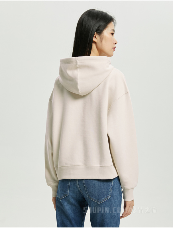 Calvin Klein 22秋冬新款女士时尚交叠LOGO经典抽绳连帽卫衣J220165