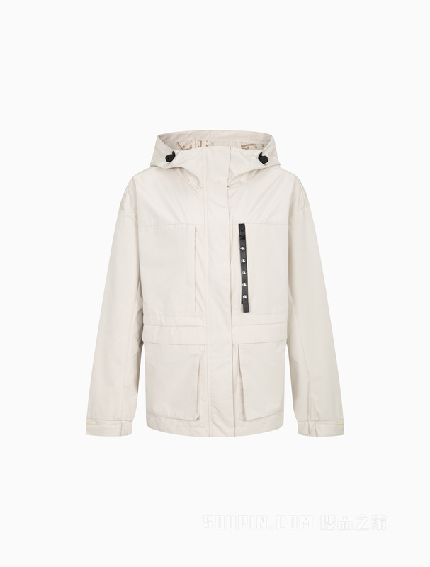 Calvin Klein 22早秋新款女士休闲多口袋LOGO织带抽绳连帽单夹克J219972