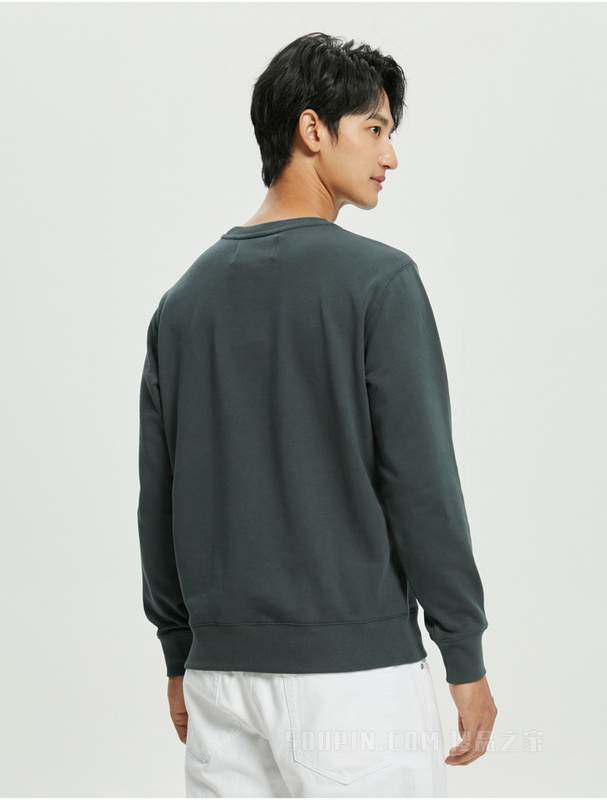 Calvin Klein 22秋冬新款男士休闲圆领纯棉LOGO刺绣方标套头卫衣J320775