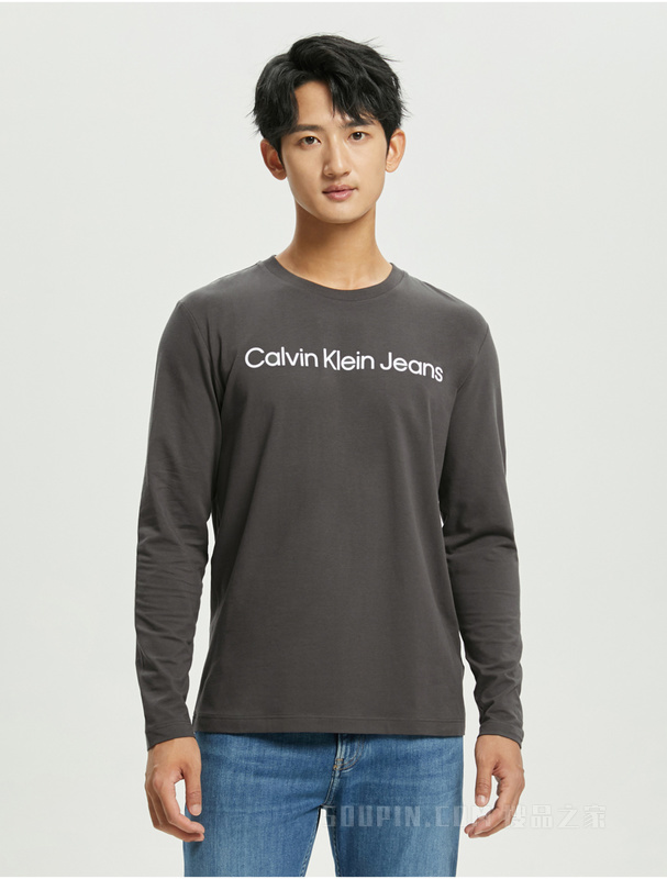 Calvin Klein 22秋冬新款男士休闲舒适撞色LOGO打底长袖T恤J322371