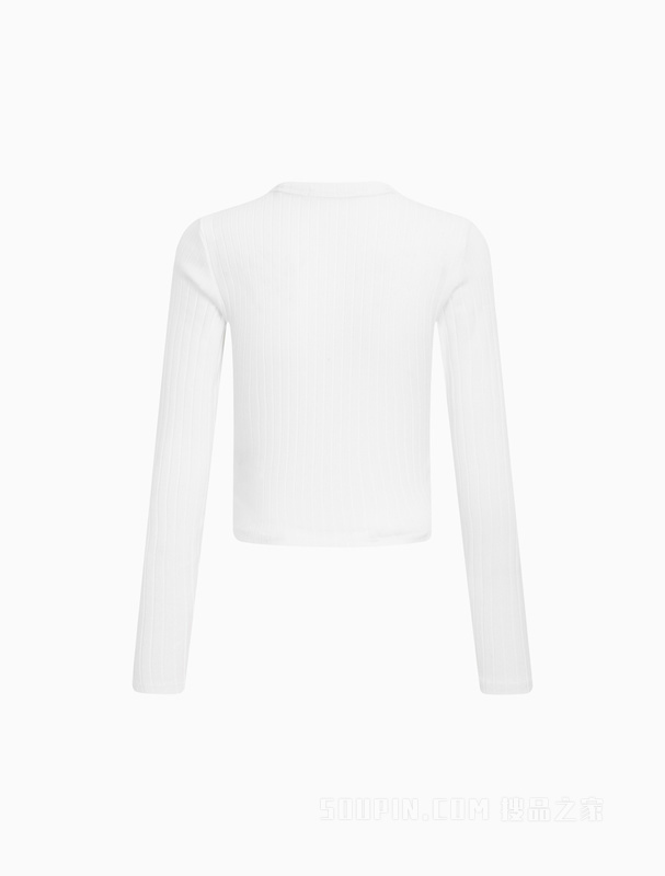 Calvin Klein 22秋冬新款女士时尚舒适圆领LOGO绣片修身长袖T恤J220491