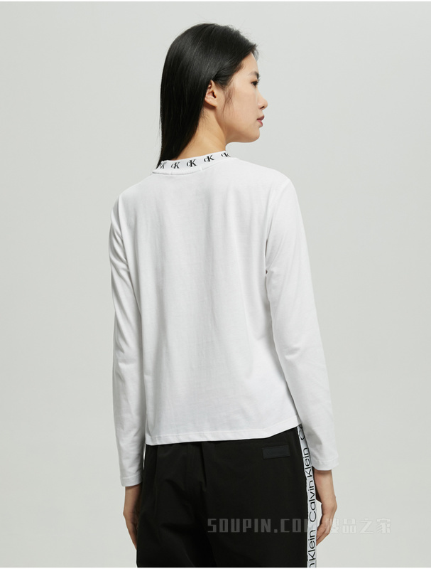 Calvin Klein 22秋冬新款女士时尚循环LOGO提花纯棉透气长袖T恤J220881