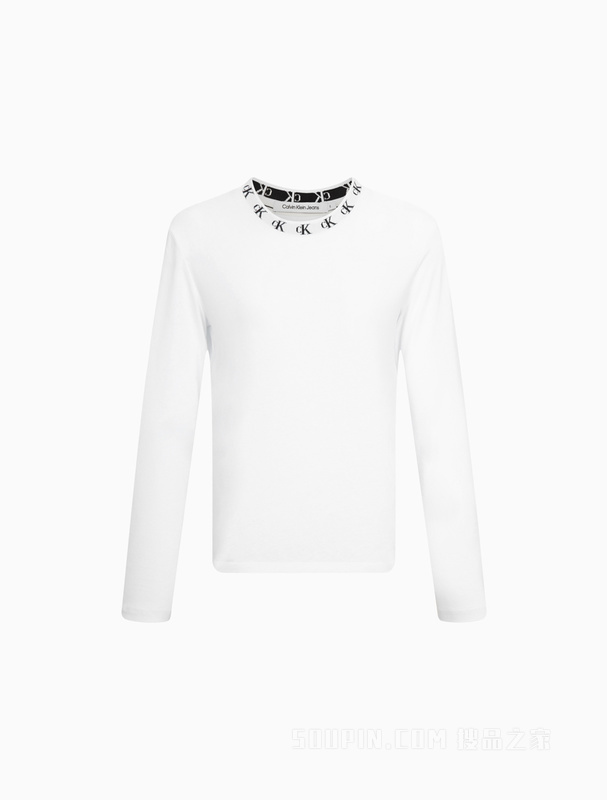 Calvin Klein 22秋冬新款女士时尚循环LOGO提花纯棉透气长袖T恤J220881