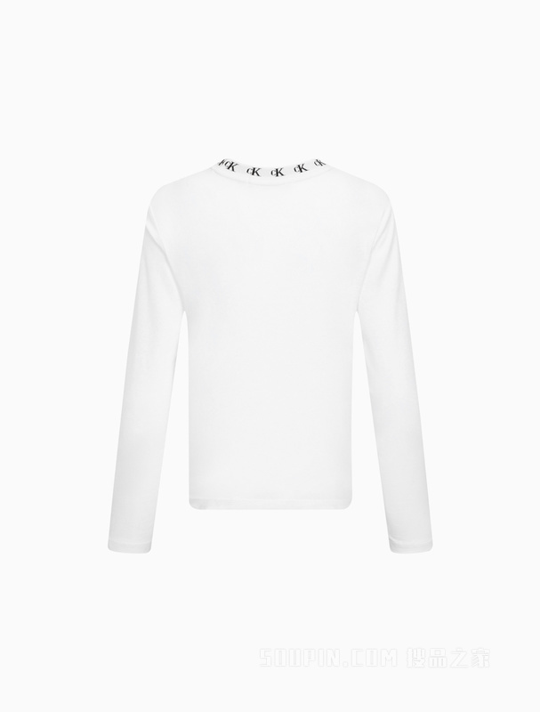Calvin Klein 22秋冬新款女士时尚循环LOGO提花纯棉透气长袖T恤J220881