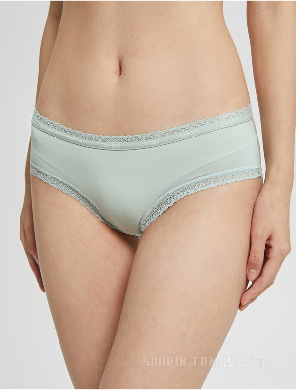Calvin Klein 22早秋新款女士性感蕾丝循环LOGO透气半包臀三角内裤QD3767