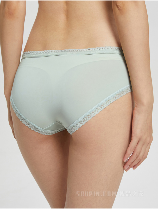 Calvin Klein 22早秋新款女士性感蕾丝循环LOGO透气半包臀三角内裤QD3767