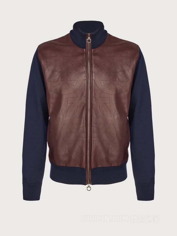 纳帕皮嵌料短夹克