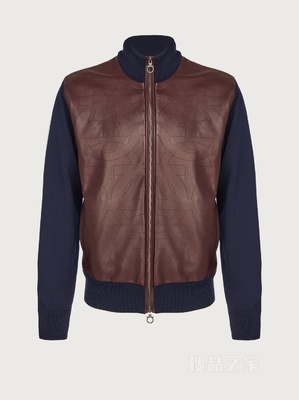 纳帕皮嵌料短夹克