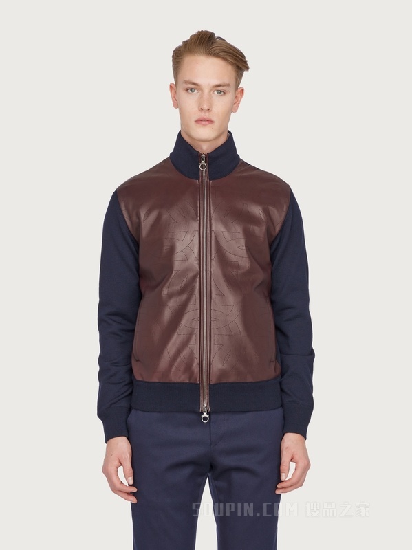 纳帕皮嵌料短夹克