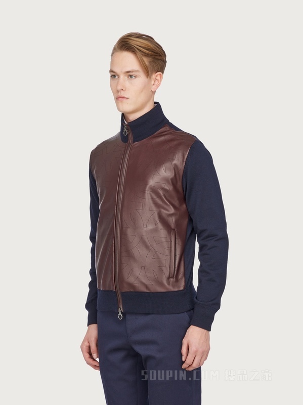 纳帕皮嵌料短夹克