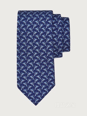 海豚印花桑蚕丝领带