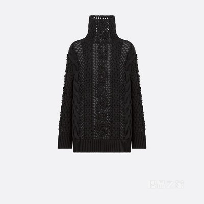 立领针织衫 黑色羊毛针织面料