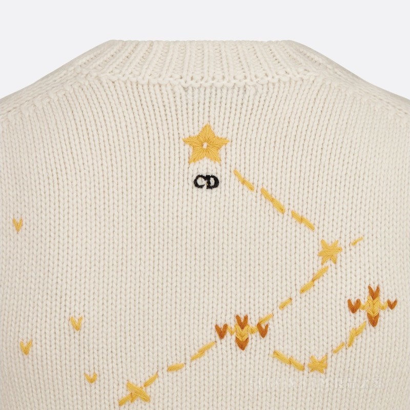短袖针织衫 灰色羊毛和山羊绒混纺针织面料 Dior Pixel Zodiac 图案