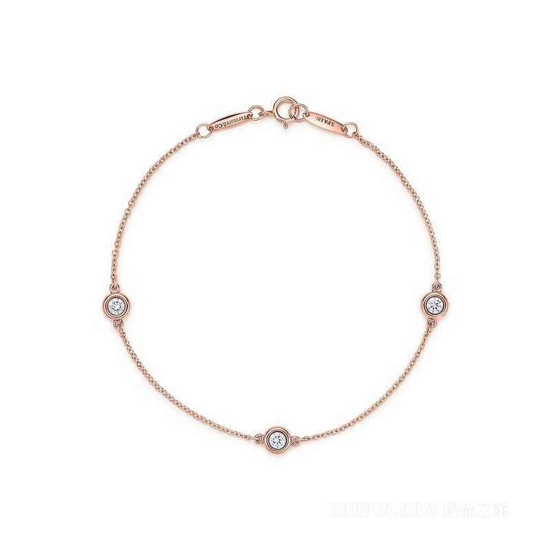 Elsa Peretti® 系列 18K 玫瑰金 Diamonds by the Yard™ 手链，中号。