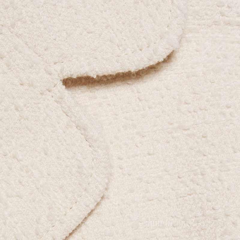 精细结子绒混纺织物夹克 象牙白色