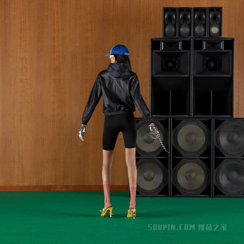 双面皮革飞行员夹克 黑色和荧光黄