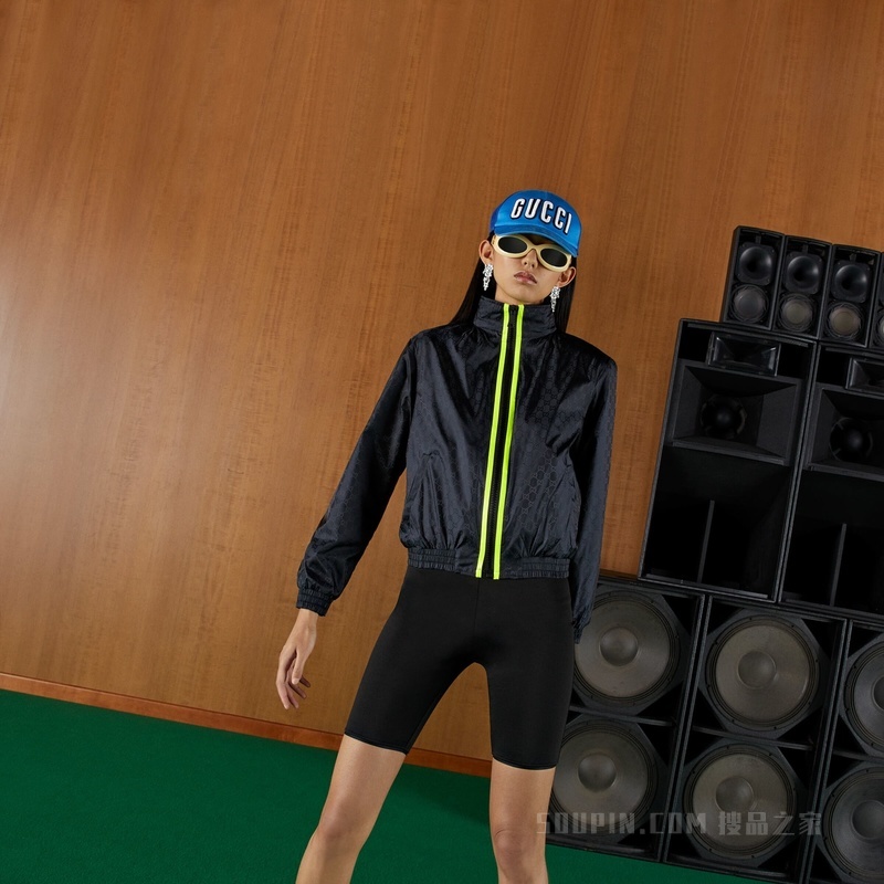 双面皮革飞行员夹克 黑色和荧光黄