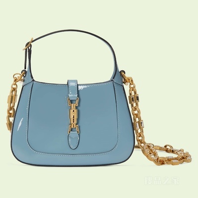 Jackie 1961系列迷你肩背包 蓝色漆皮