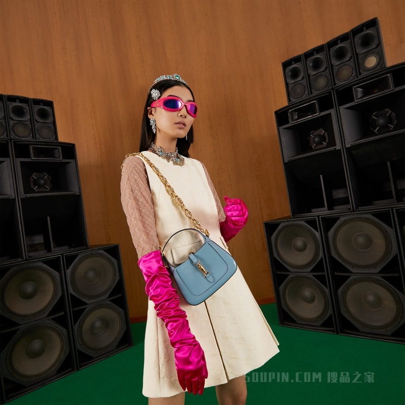 Jackie 1961系列迷你肩背包 蓝色漆皮