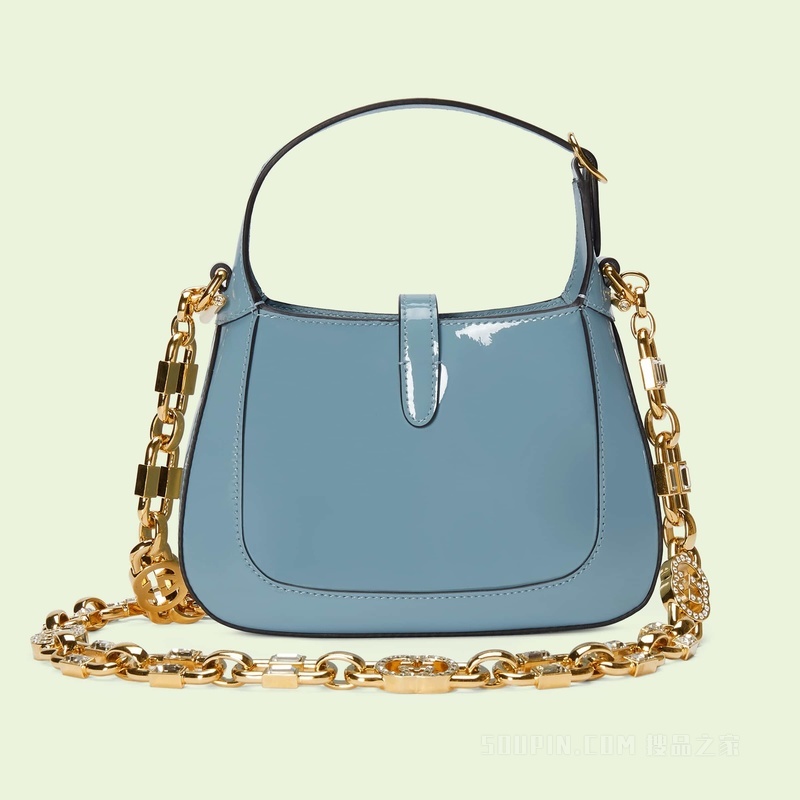 Jackie 1961系列迷你肩背包 蓝色漆皮