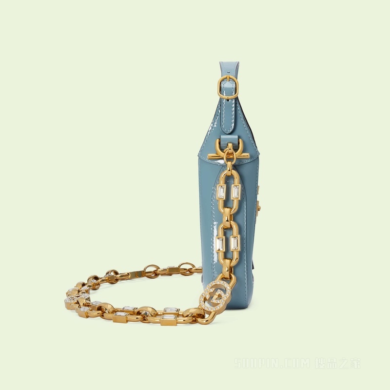 Jackie 1961系列迷你肩背包 蓝色漆皮