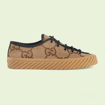 女士GG运动鞋 驼色和乌木色帆布