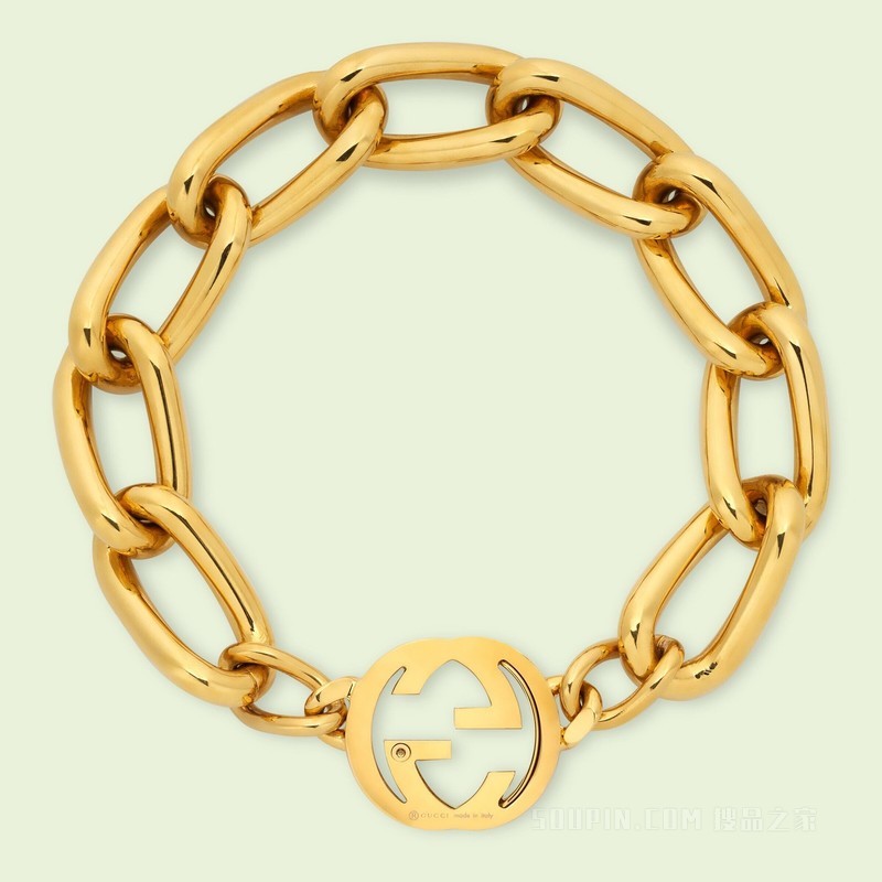 互扣式双G颈圈 金色调金属