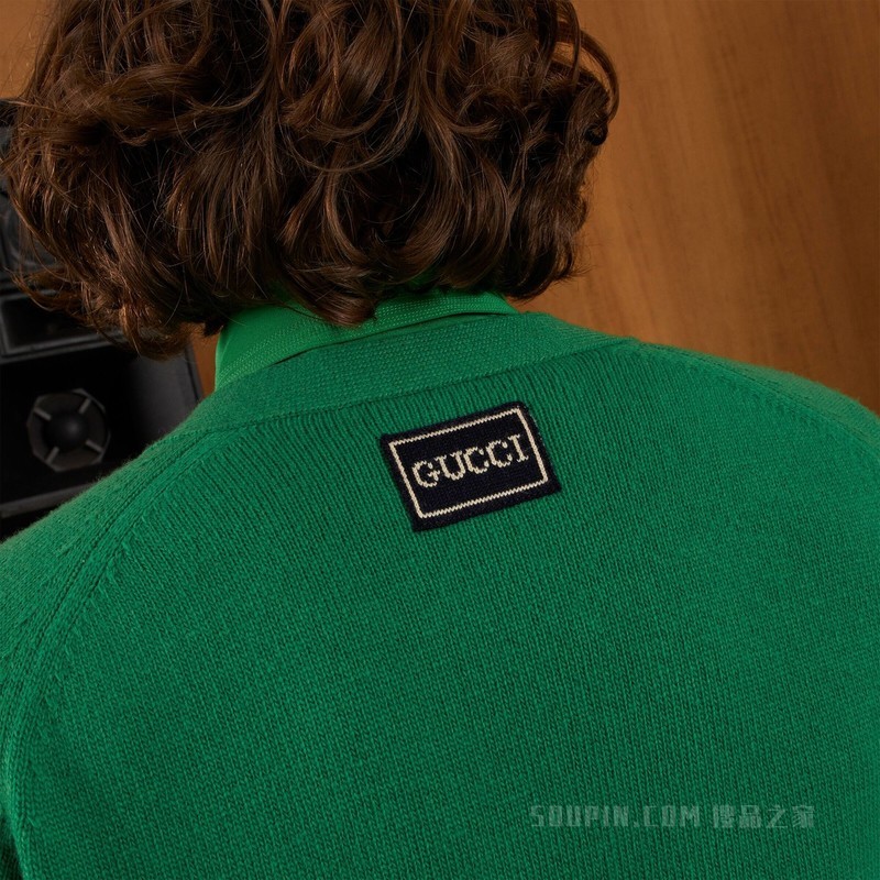 Gucci贴饰羊毛开衫 绿色