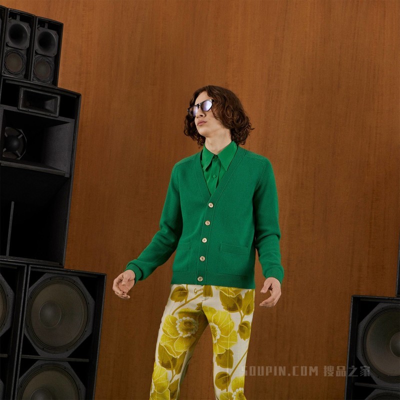 Gucci贴饰羊毛开衫 绿色