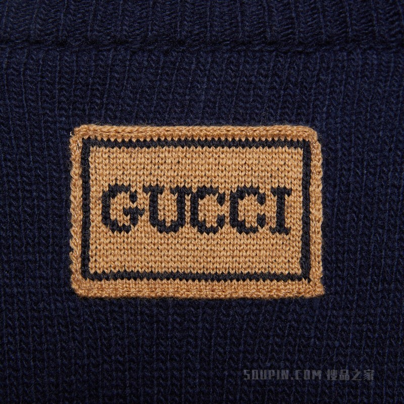 Gucci贴饰羊毛毛衣 蓝色