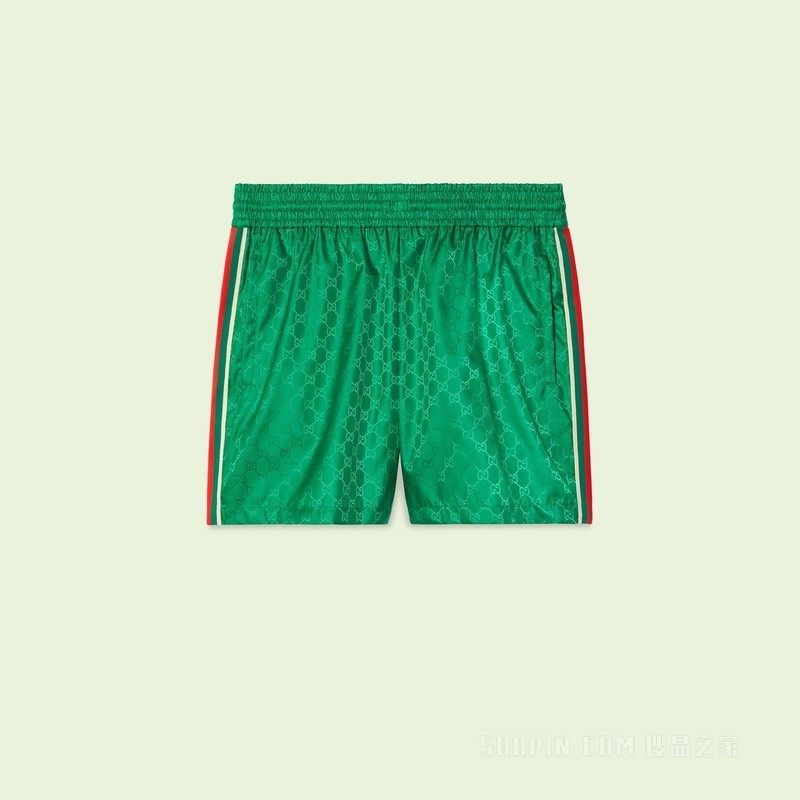 GG提花尼龙游泳裤 绿色