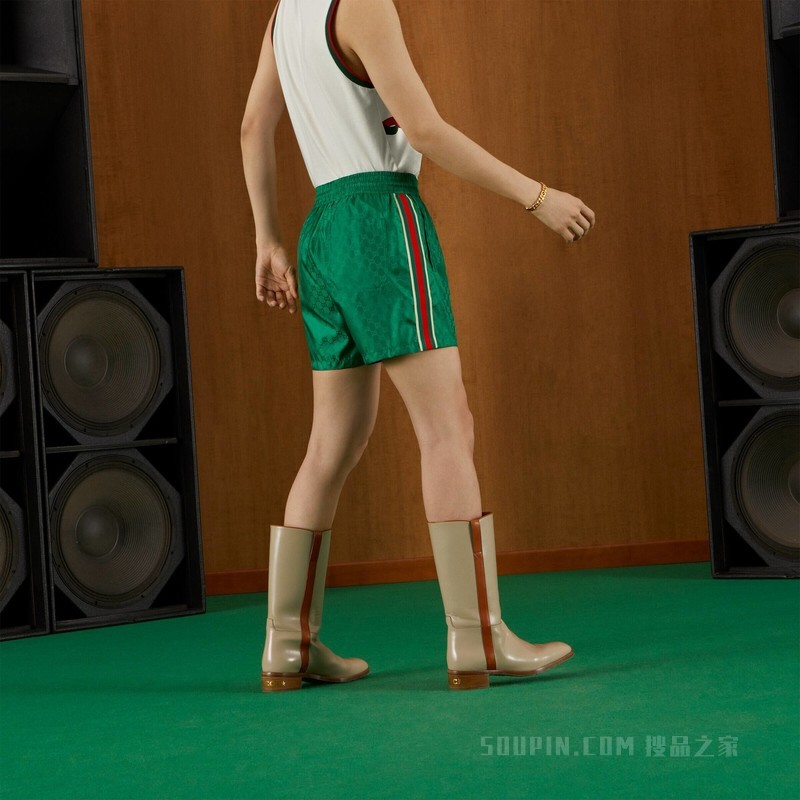 GG提花尼龙游泳裤 绿色