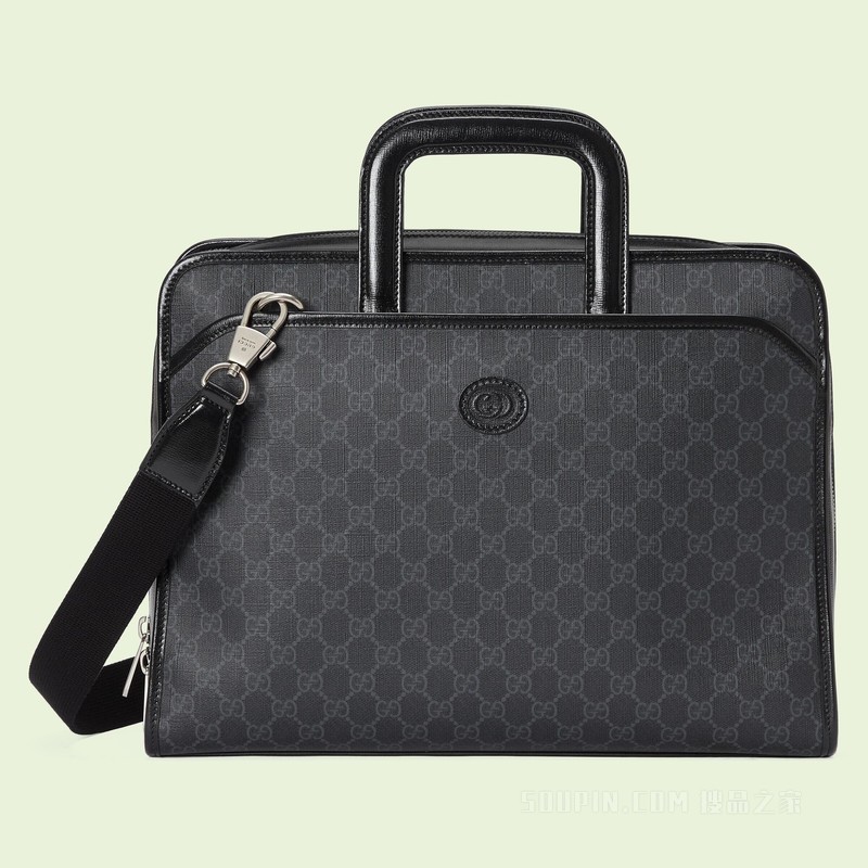 互扣式双G公文包 黑色Supreme帆布